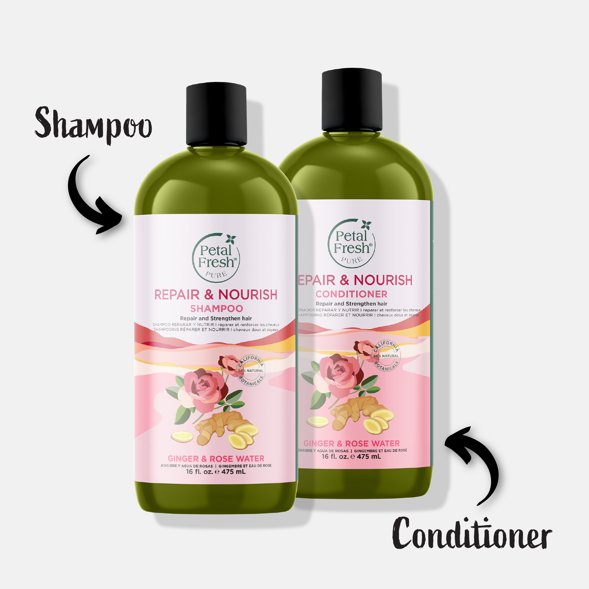 Repair & Nourish Shampoo with Ginger and Rose Water