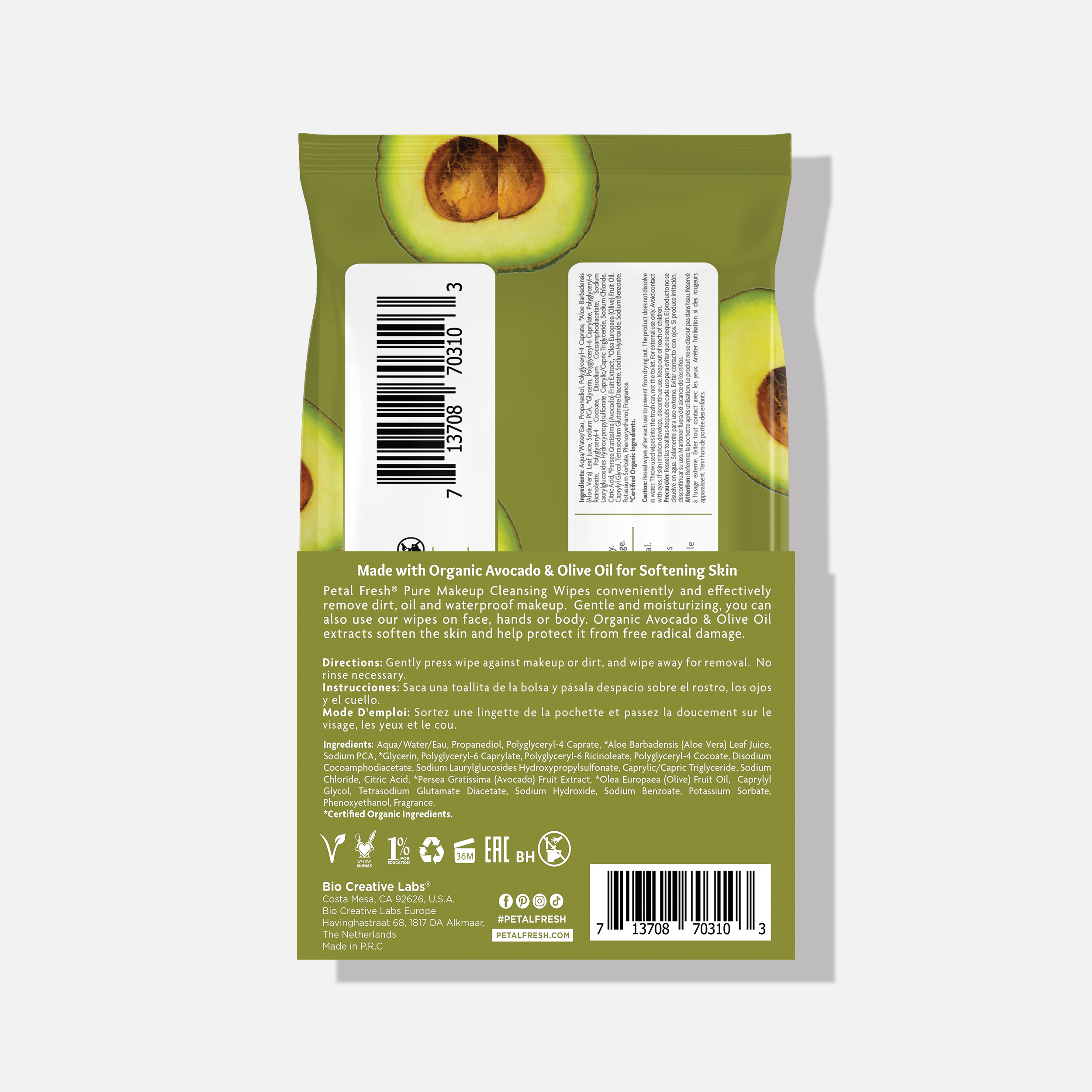 Softening Avocado & Olive Oil Makeup Removing Cleansing Wipes
