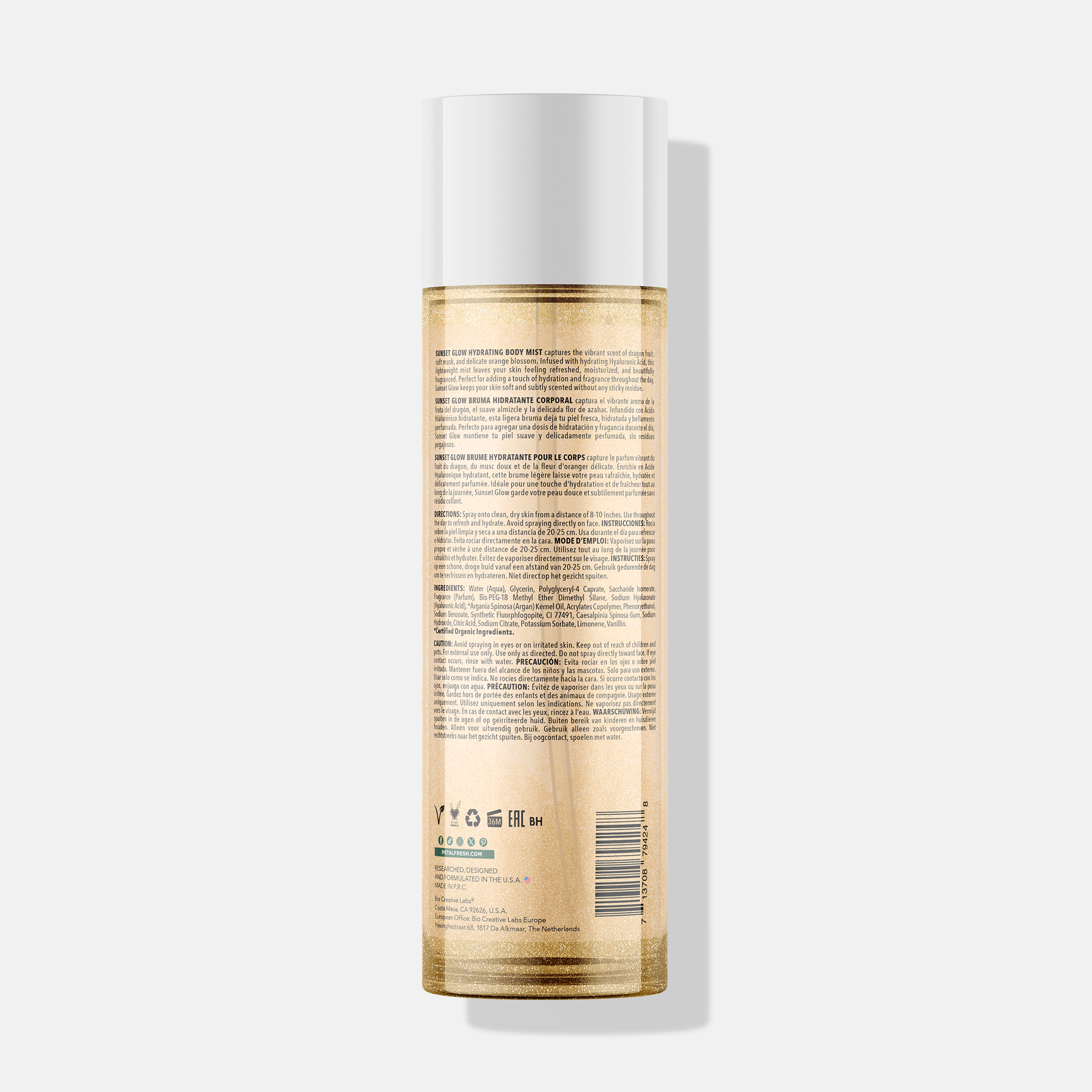 Petal Fresh Sunset Glow Hydrating Body Mist with Hyaluronic Acid & Shimmer