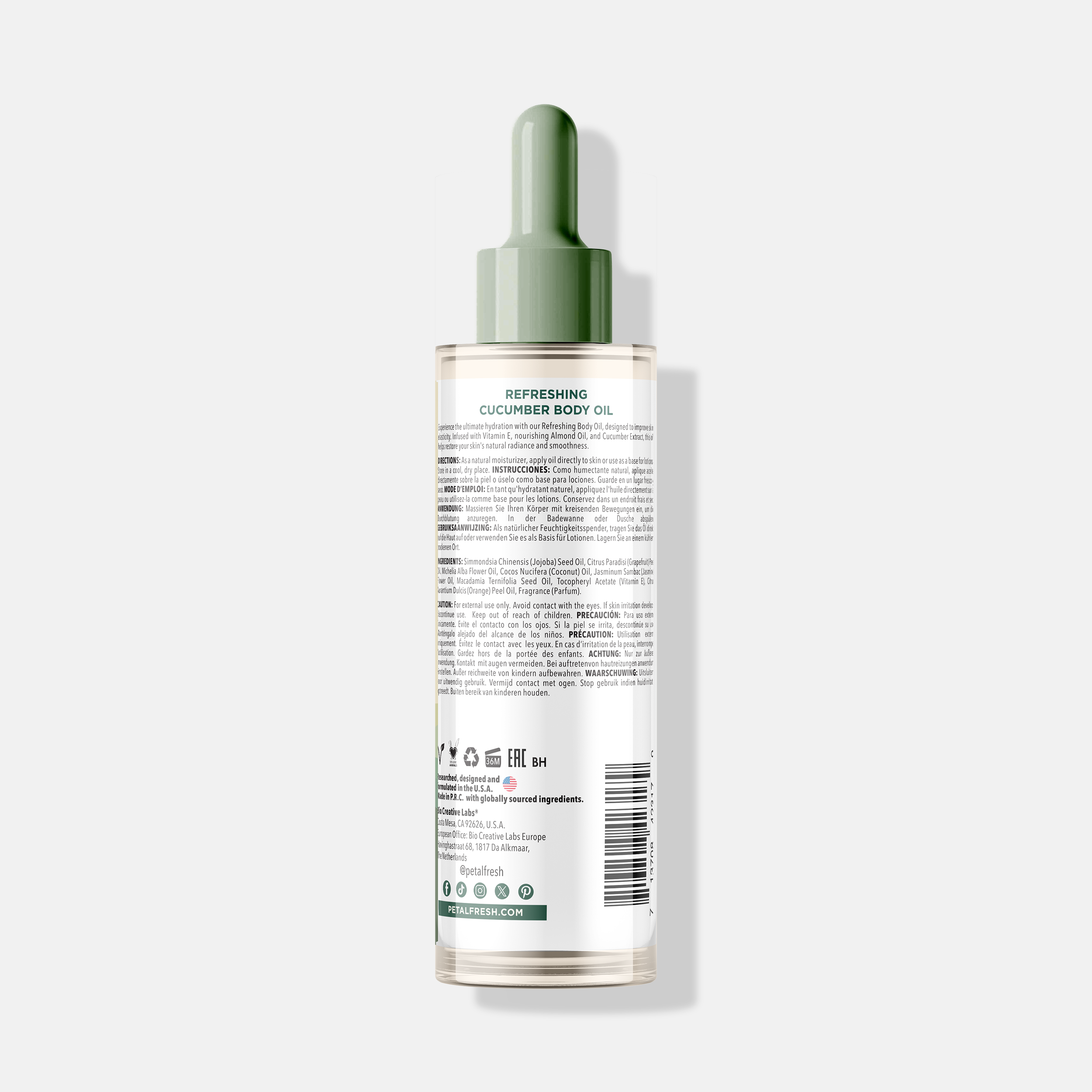 Refreshing Body Oil with Cucumber, 8oz
