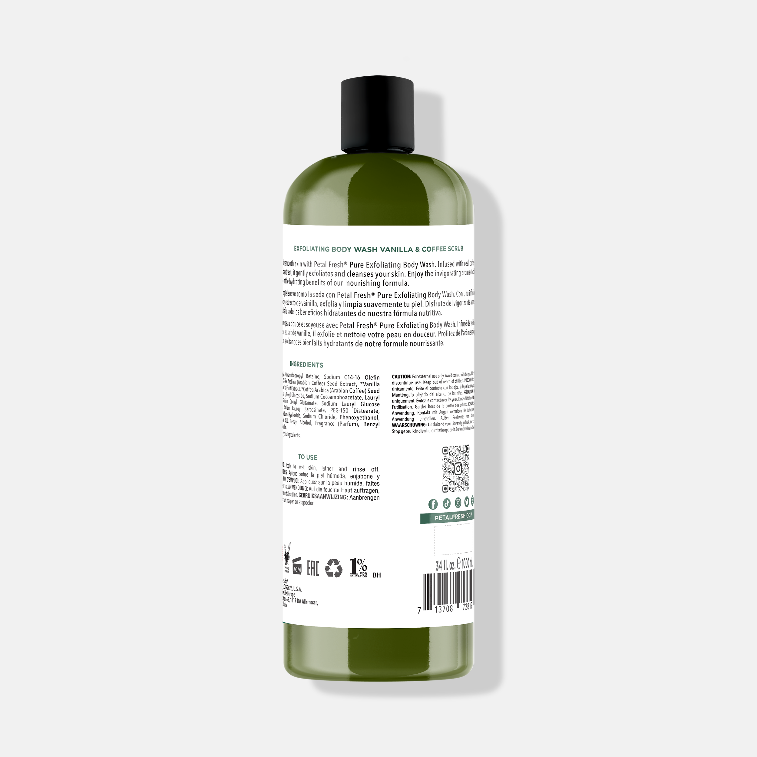 Exfoliating Vanilla & Coffee Body Wash Liter