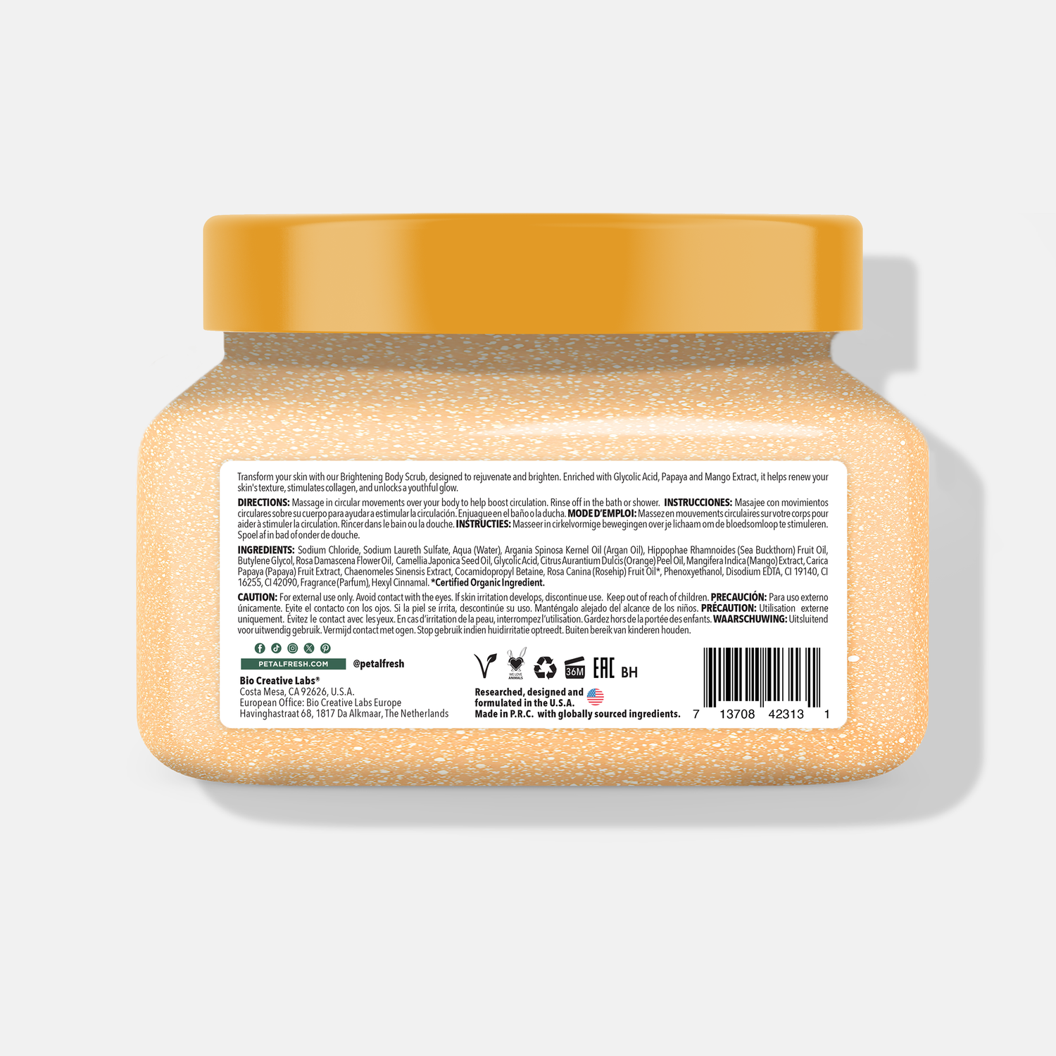 Brightening Body Scrub with Mango &amp; Papaya, 16oz