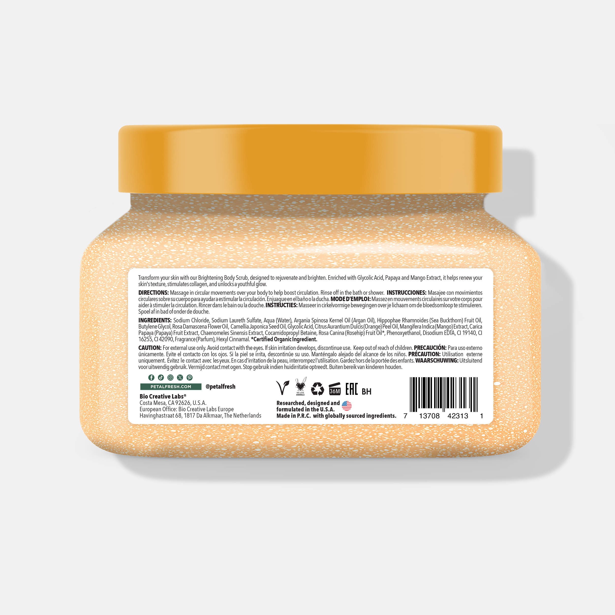Brightening Body Scrub with Mango &amp; Papaya, 16oz
