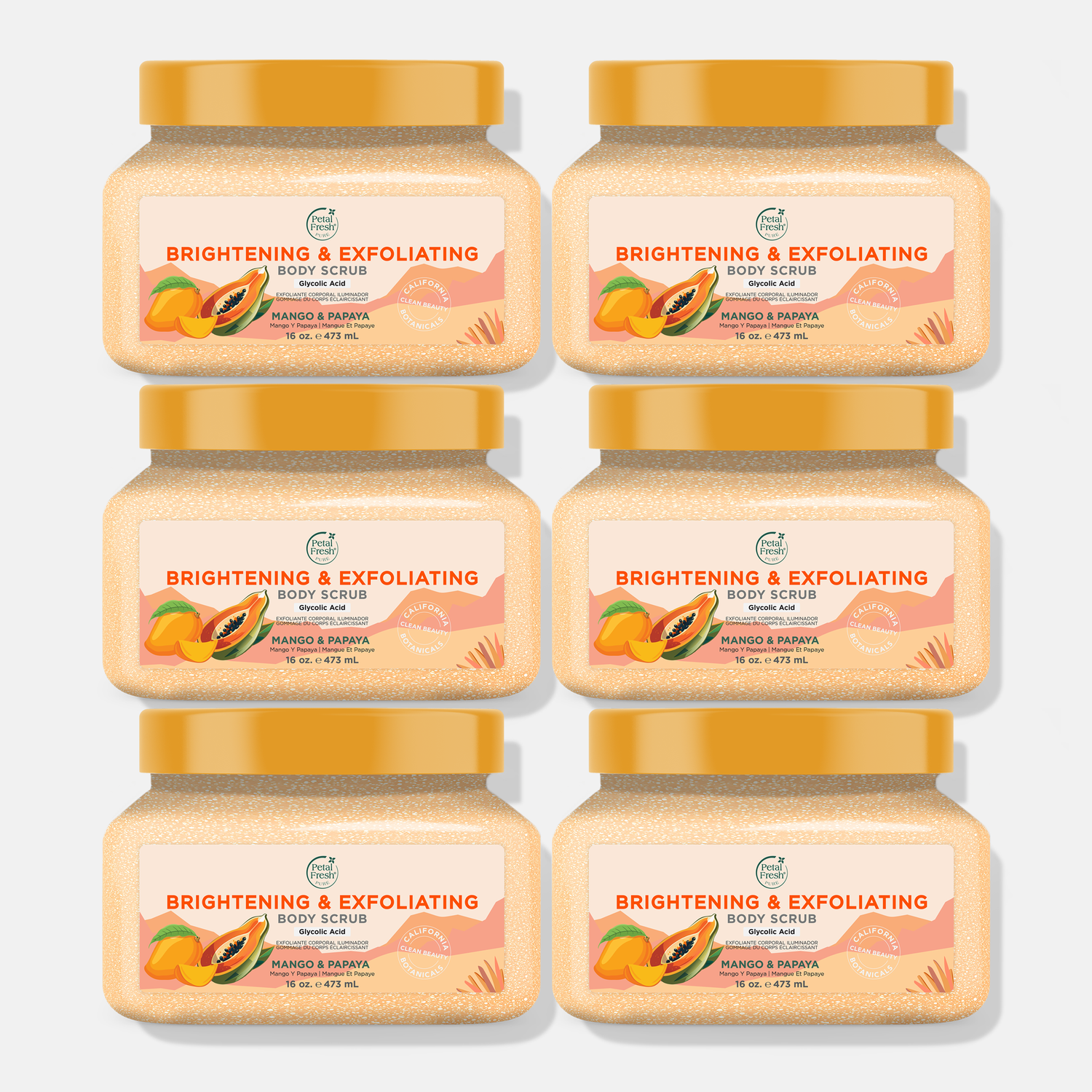 Brightening Body Scrub with Mango &amp; Papaya, 16oz