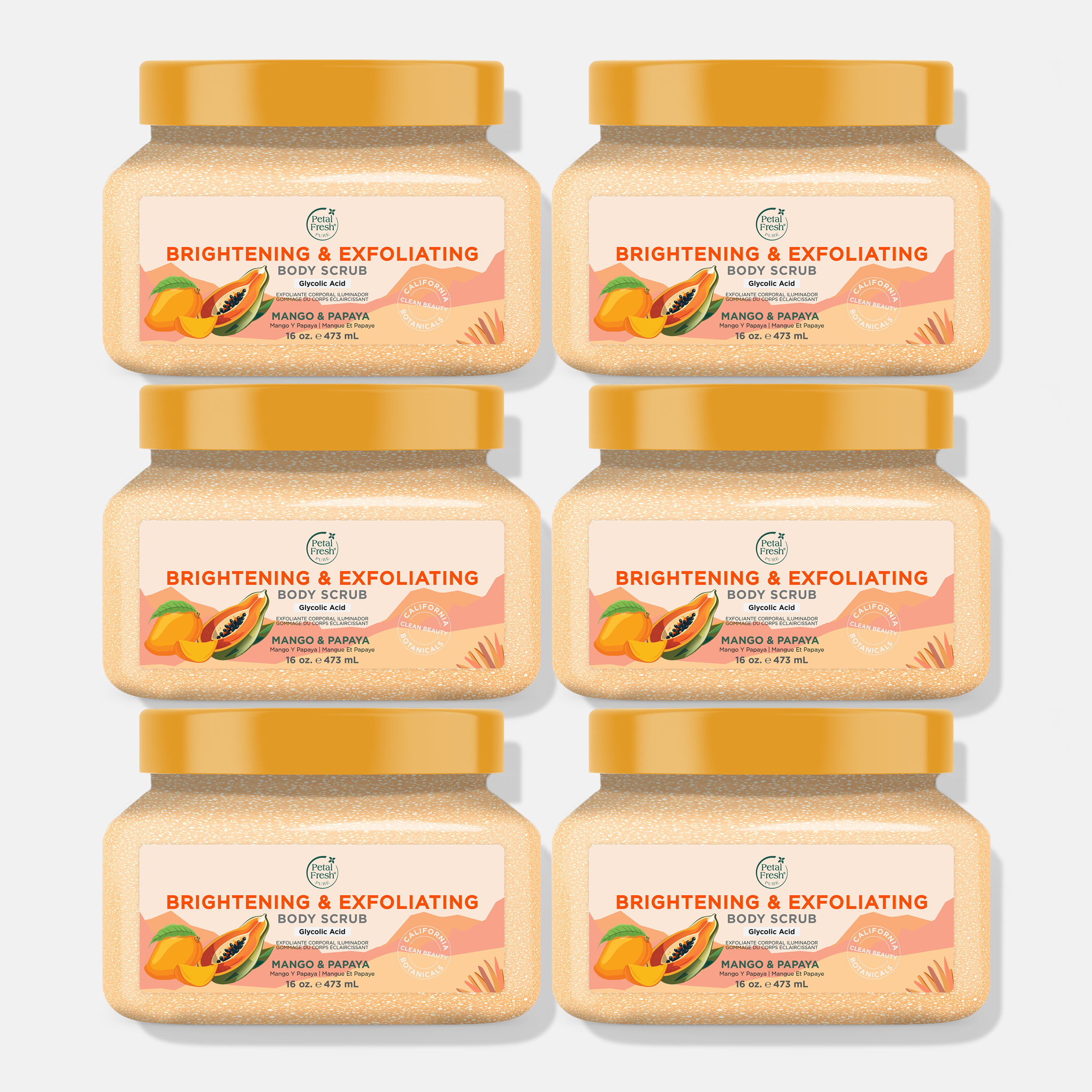 Brightening Body Scrub with Mango &amp; Papaya, 16oz