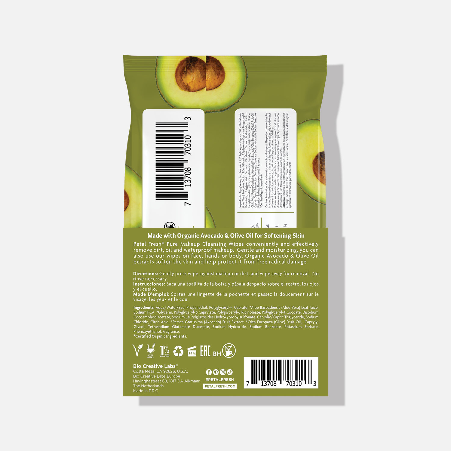 Softening Avocado &amp; Olive Oil Makeup Removing Cleansing Wipes