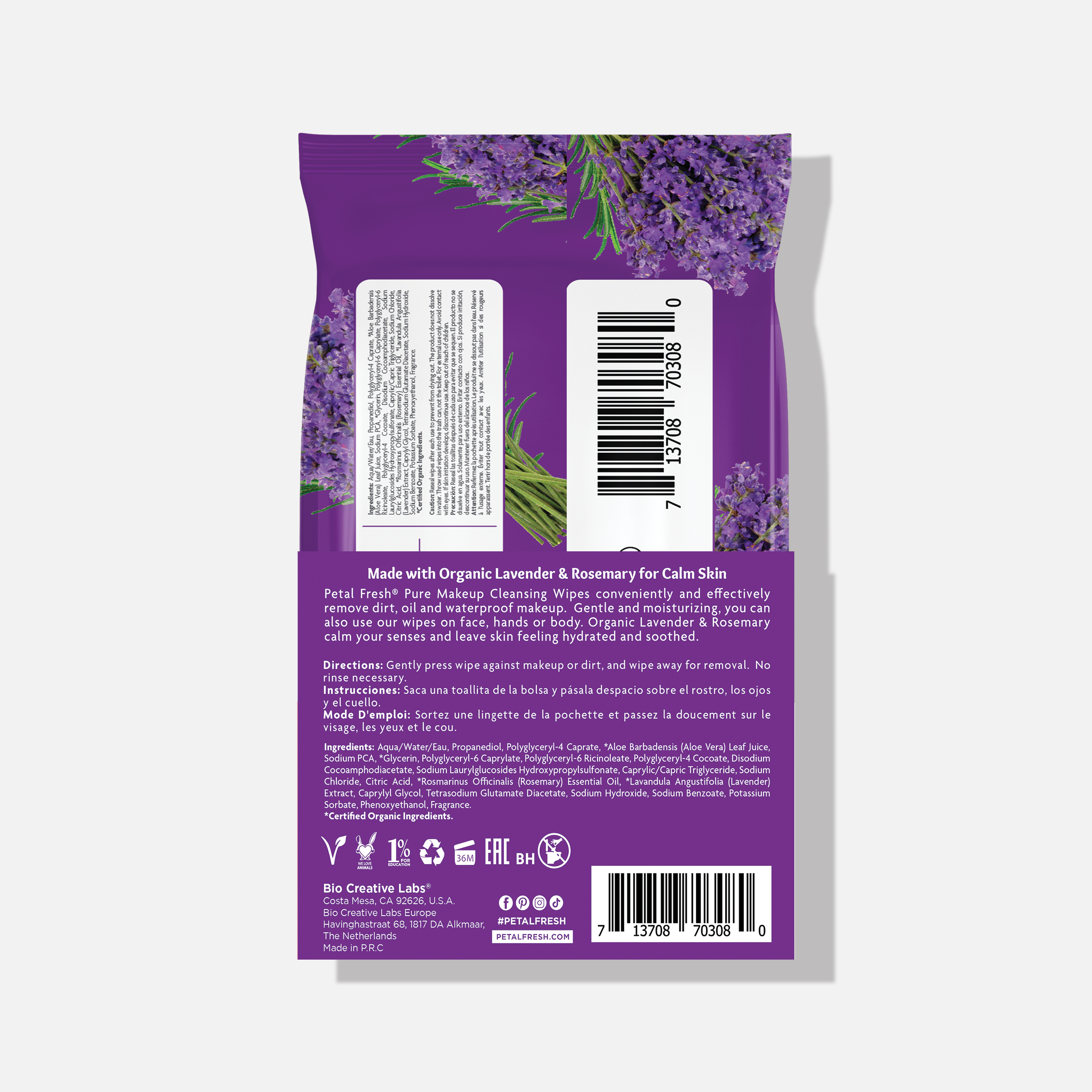 Calming Lavender &amp; Rosemary Makeup Removing Cleansing Wipes