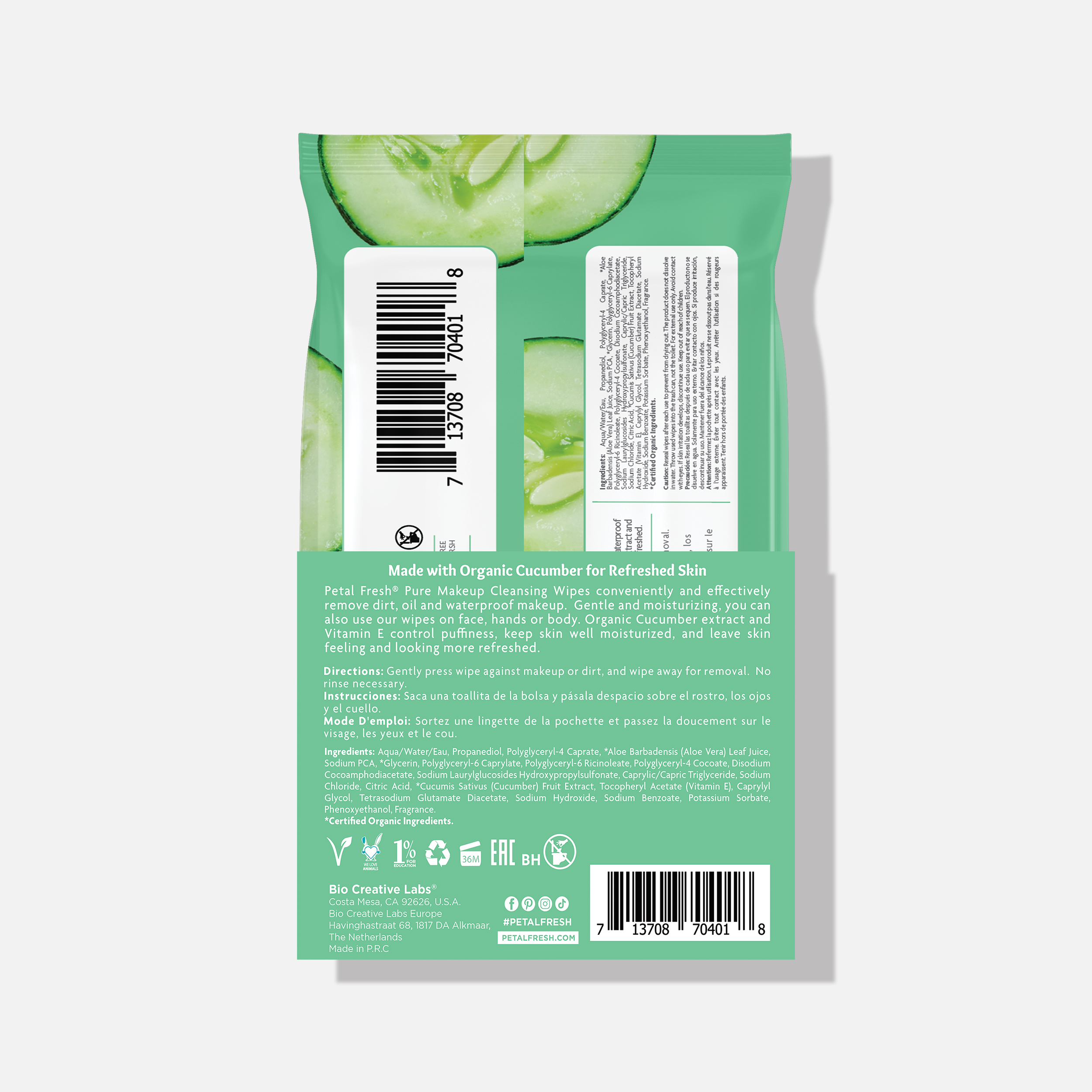Refreshing Cucumber Makeup Removing Cleansing Wipes