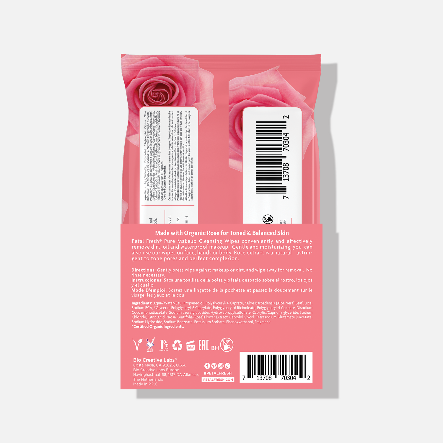 Toning &amp; Balancing Rose Makeup Removing Cleansing Wipes