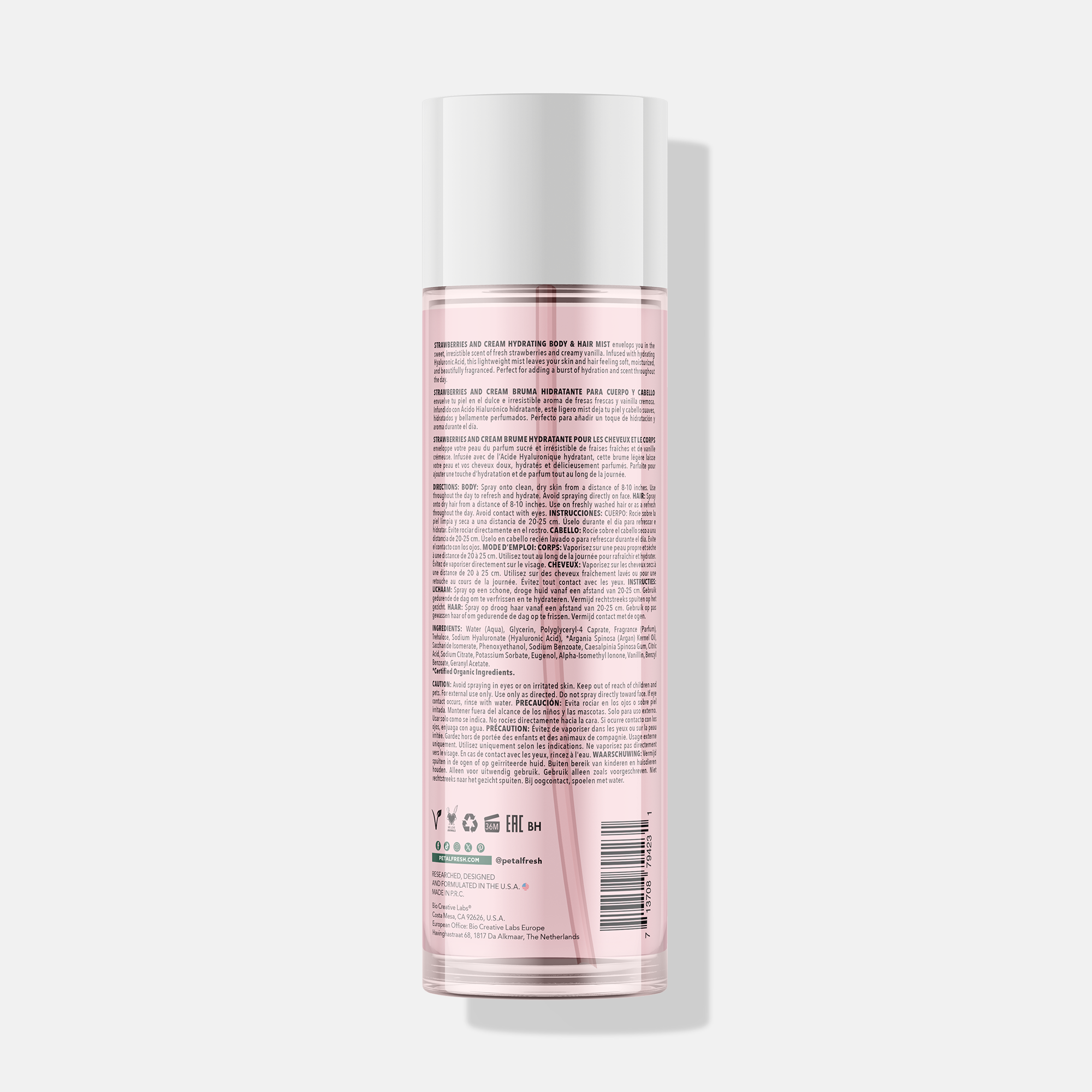 Petal Fresh Strawberries &amp; Cream Hydrating Body &amp; Hair Mist with Hyaluronic Acid
