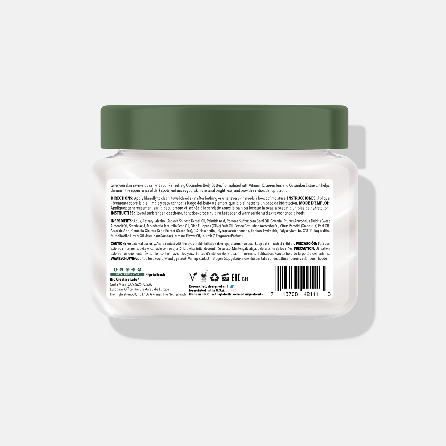 Refreshing Body Butter with Cucumber, 16oz