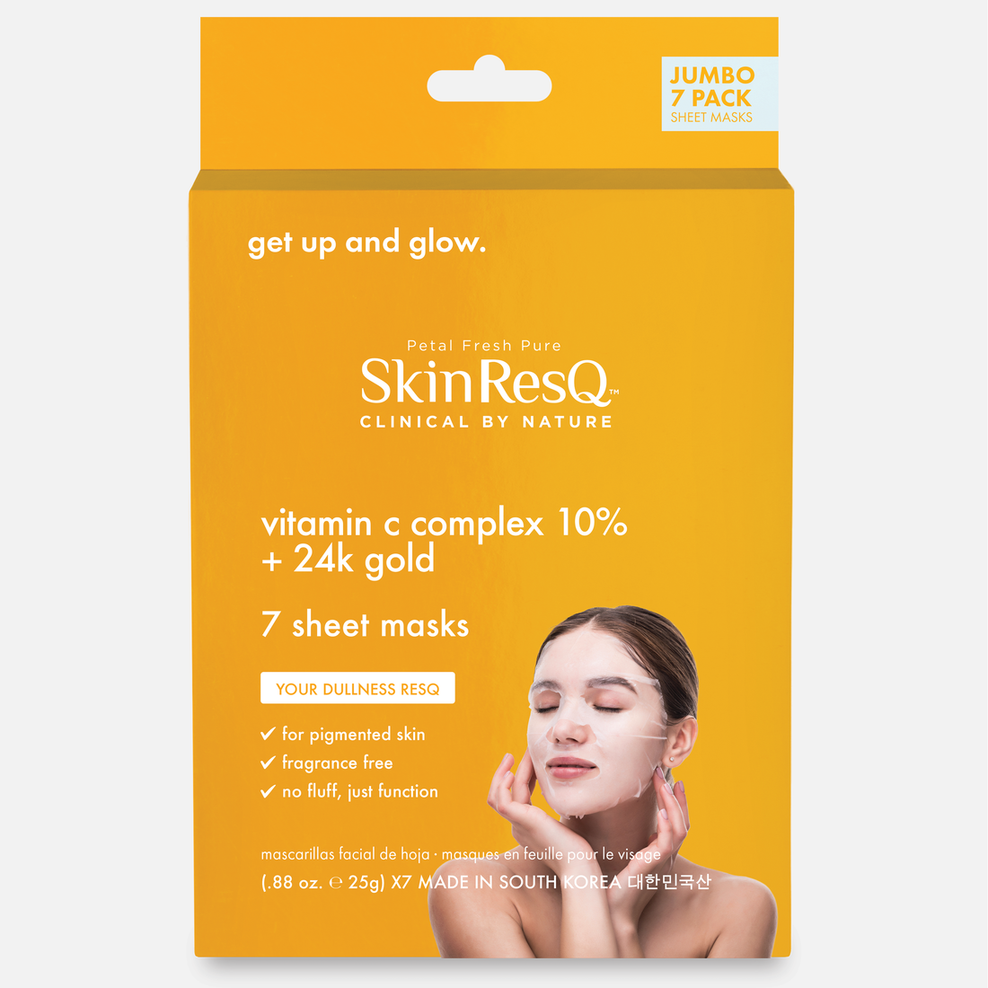 Skin ResQ Get Up &amp; Glow Sheet Mask, Jumbo 7-Pack