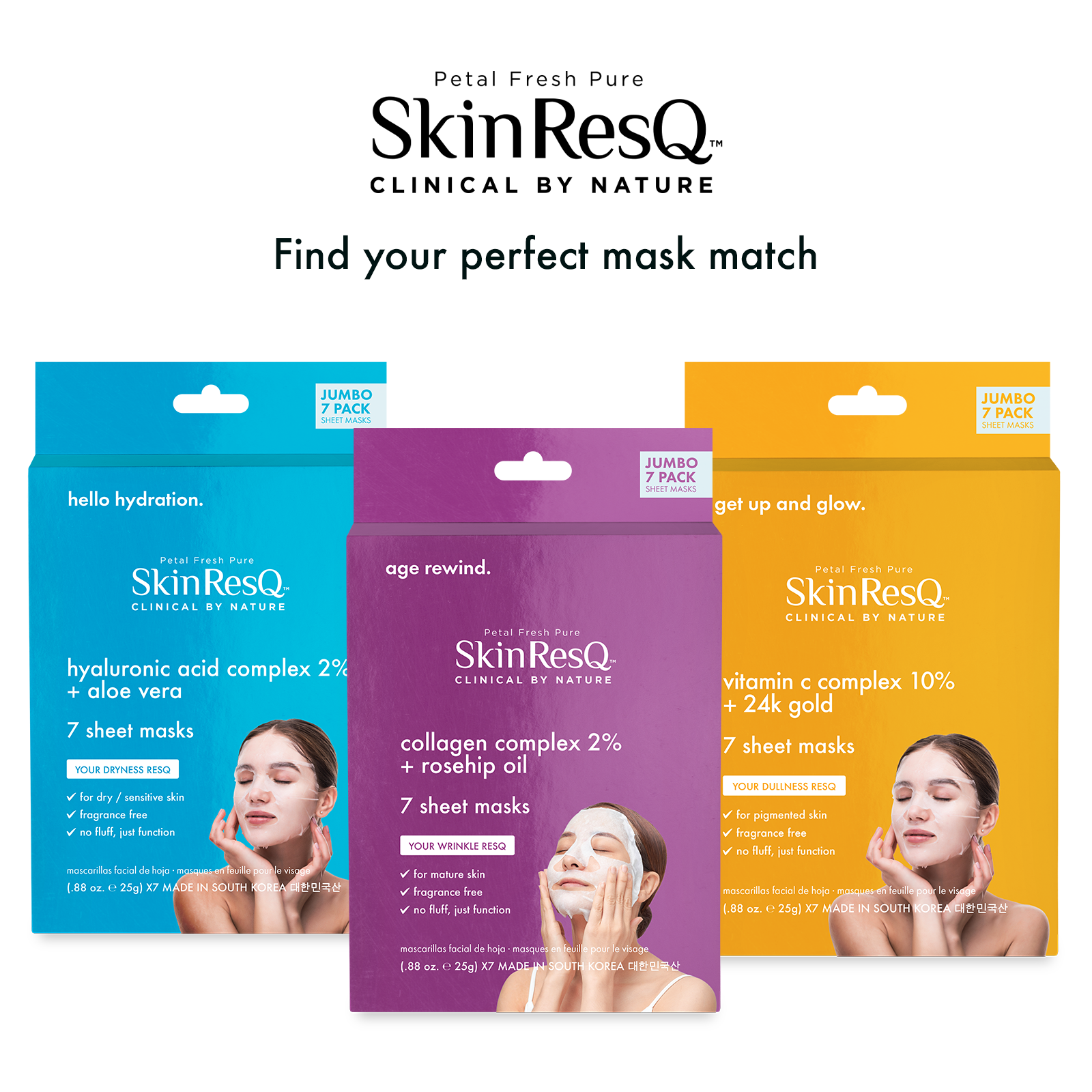 Skin ResQ Get Up &amp; Glow Sheet Mask, Jumbo 7-Pack