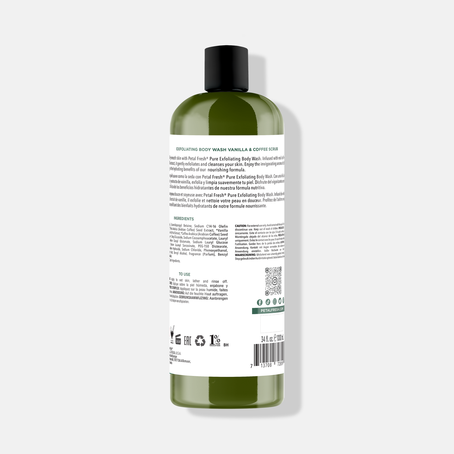 Exfoliating Vanilla &amp; Coffee Body Wash Liter